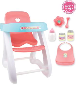 JC Toys/Berenguer - For Keeps! Highchair + Accessory Gift Set fits dolls up to 16” dolls - Ages 2+
